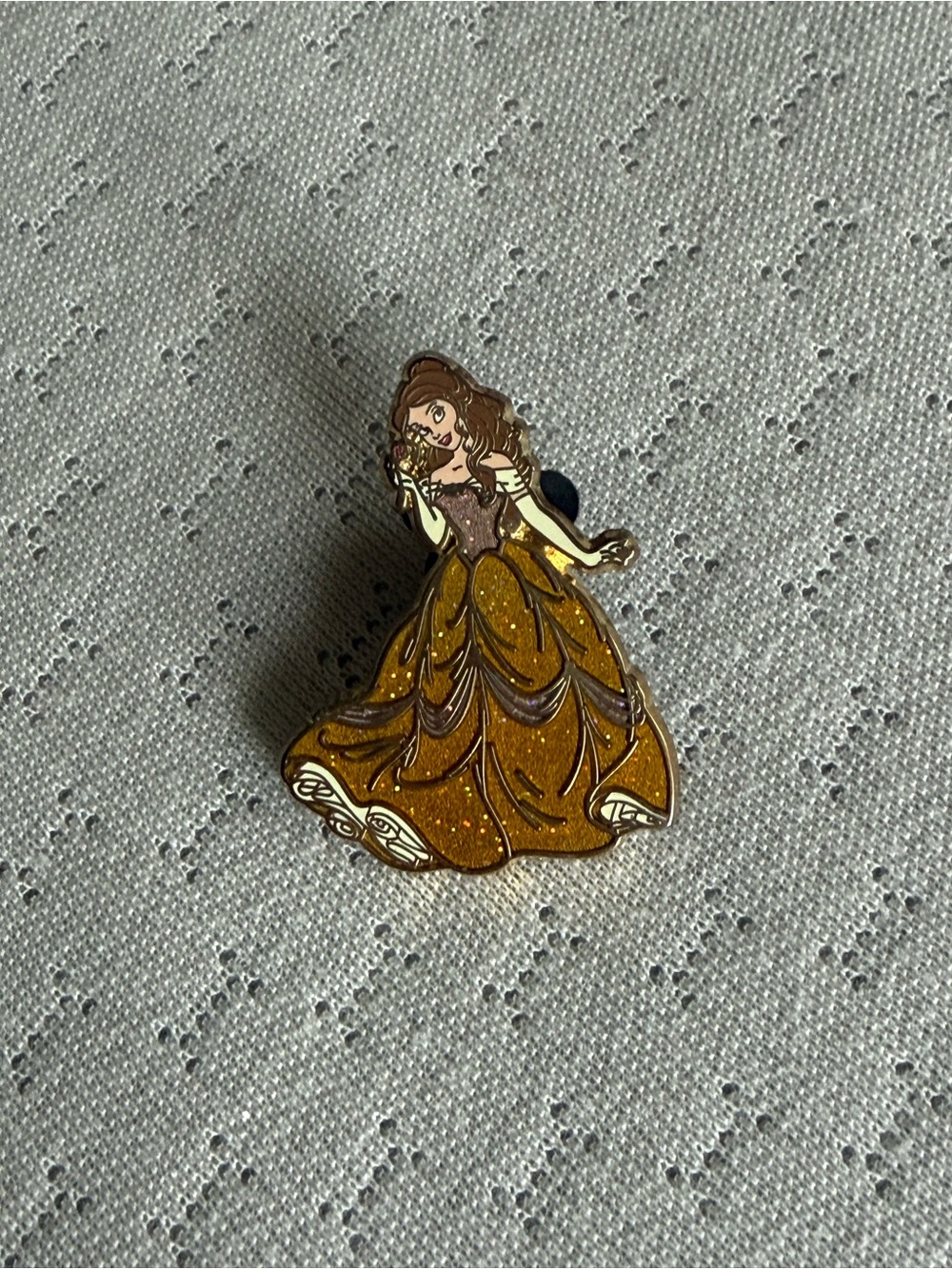 Gold Glitter Disney’s Belle Enamel Pin